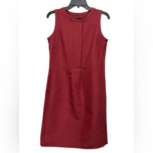 Talbots Red Silk Cotton Sheath Dress Sleeveless Career Pockets Knee Length NWT